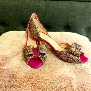 Kate Spade size 6 peep toe glitter heels